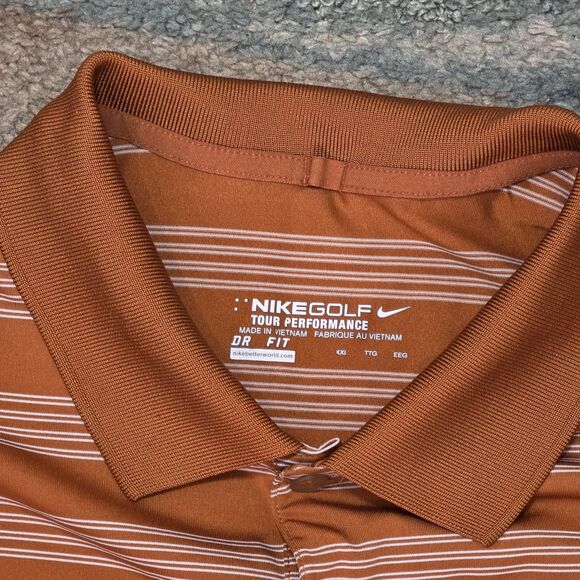 Nike Golf Tour Performance Dri-Fit Polo Shirt XXL 2XL Striped Burnt Orange - Picture 4 of 6